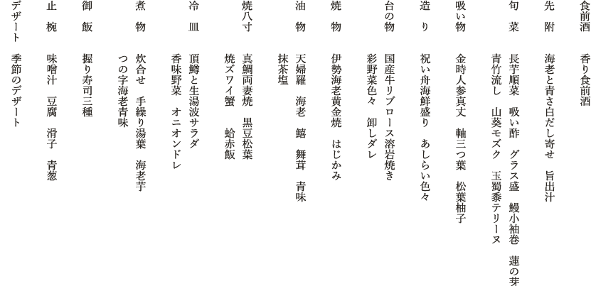 桔梗 おしながき